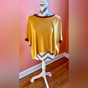 Relaxed Mustard Short Sleeve Tee with Contrast Trim
